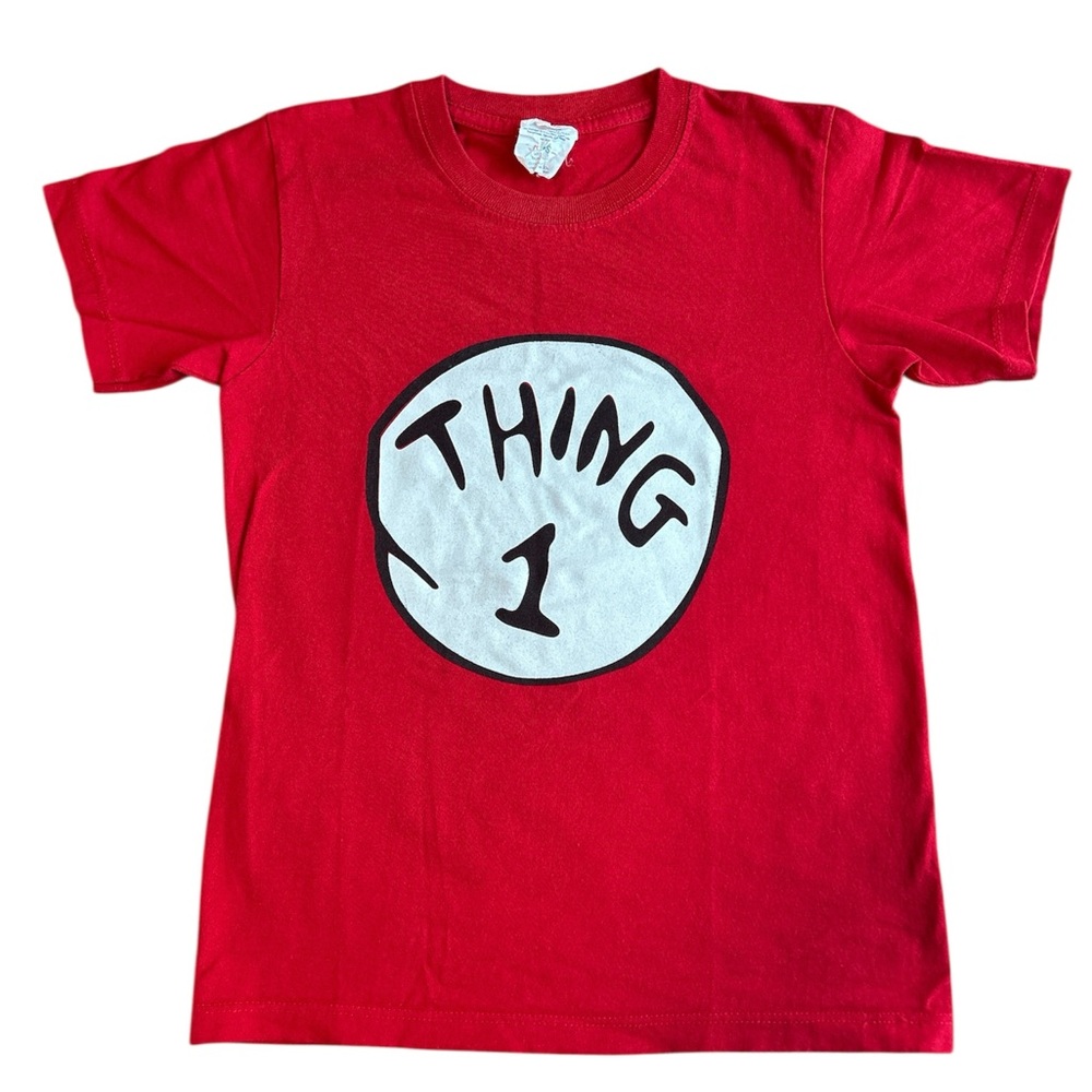 Kids Dr. Seuss Thing 1 Red Crew Neck Short Sleeve T-Shirt 100% Cotton. Size L